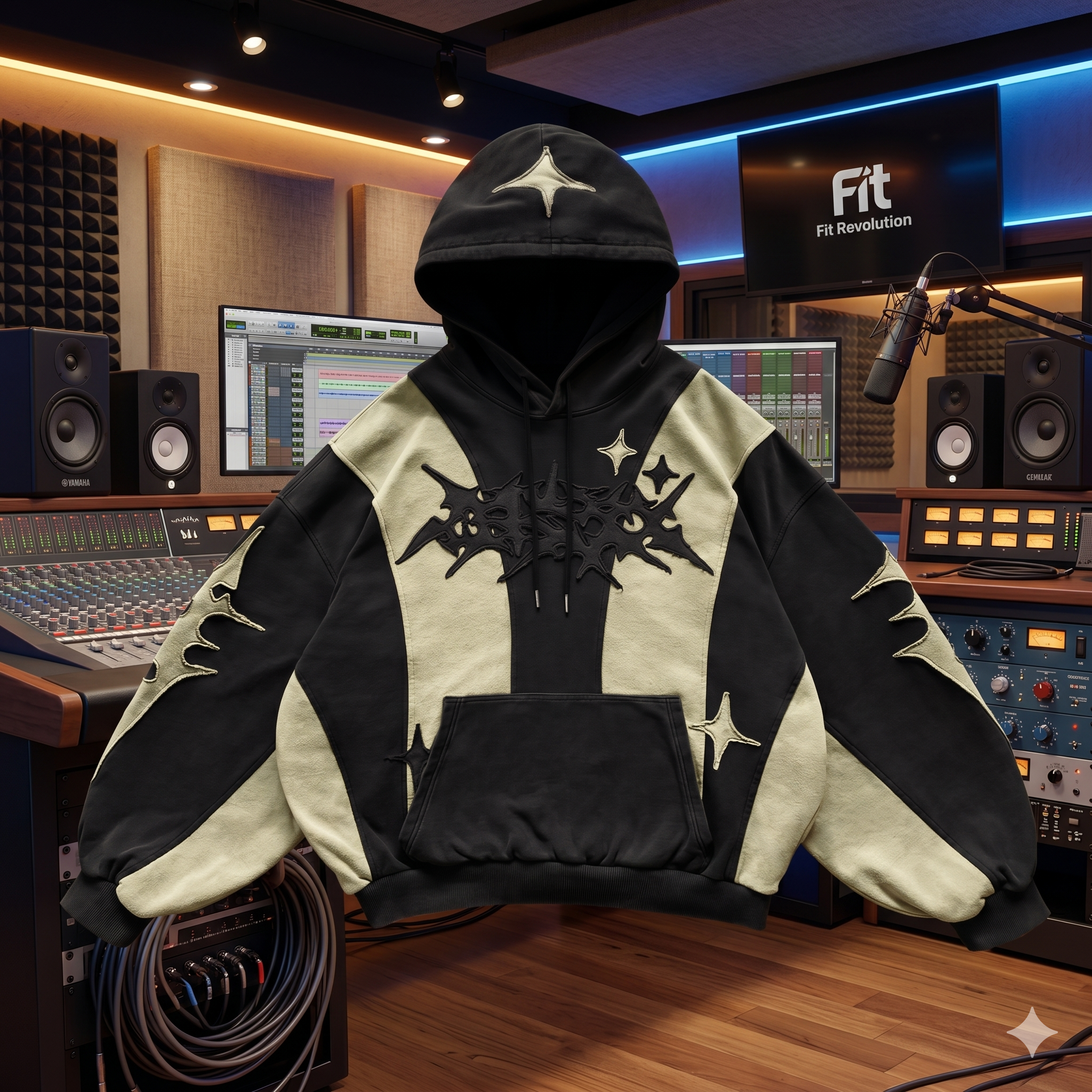Urban Collage Patchwork Embroidered Hoodie
