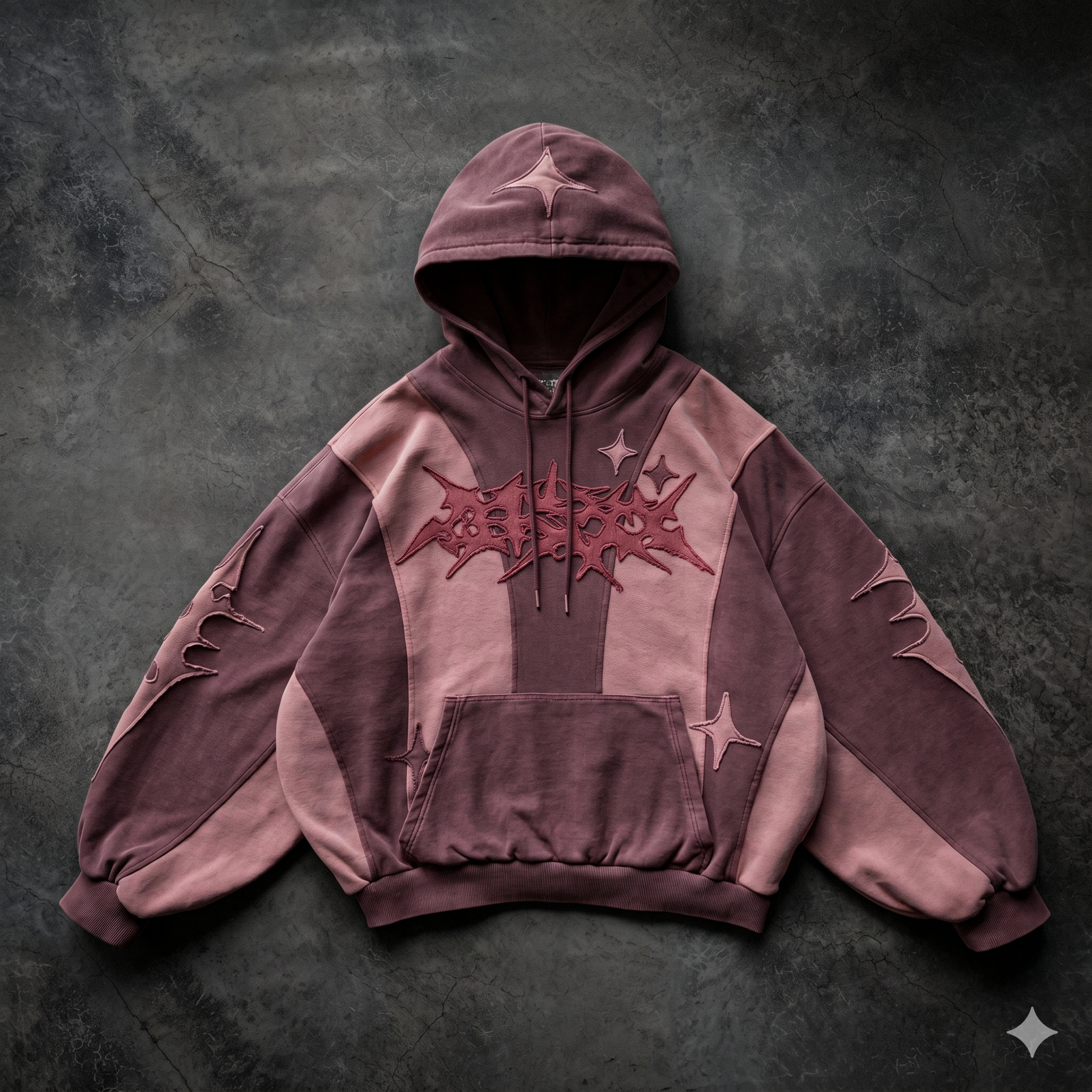 Urban Collage Patchwork Embroidered Hoodie