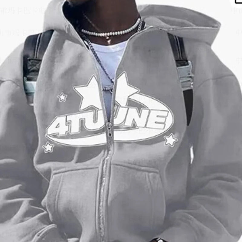 Retro Star Letter Oversized Hoodie