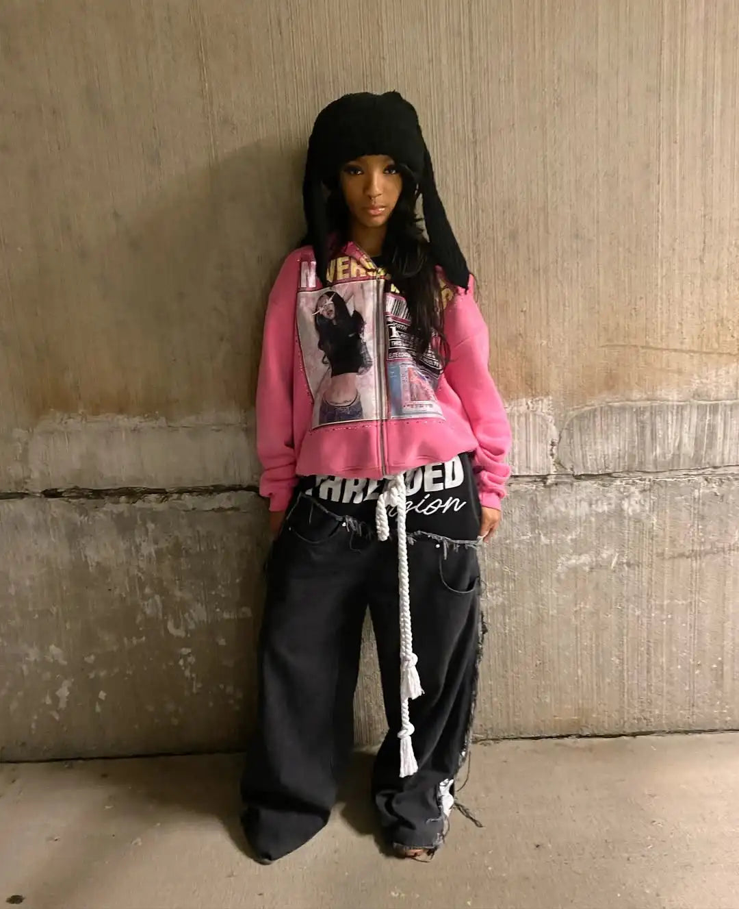 Retro Gothic Print Hoodie