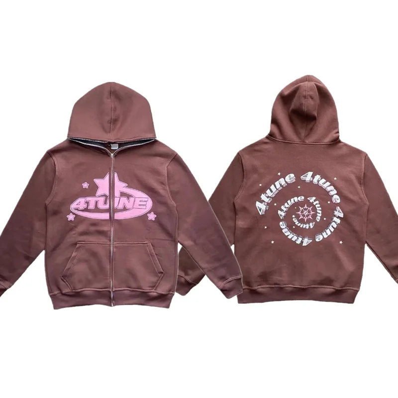 Retro Star Letter Oversized Hoodie
