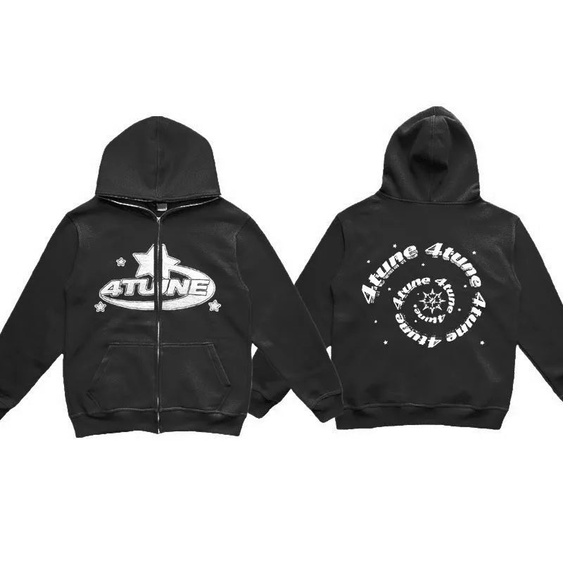 Retro Star Letter Oversized Hoodie