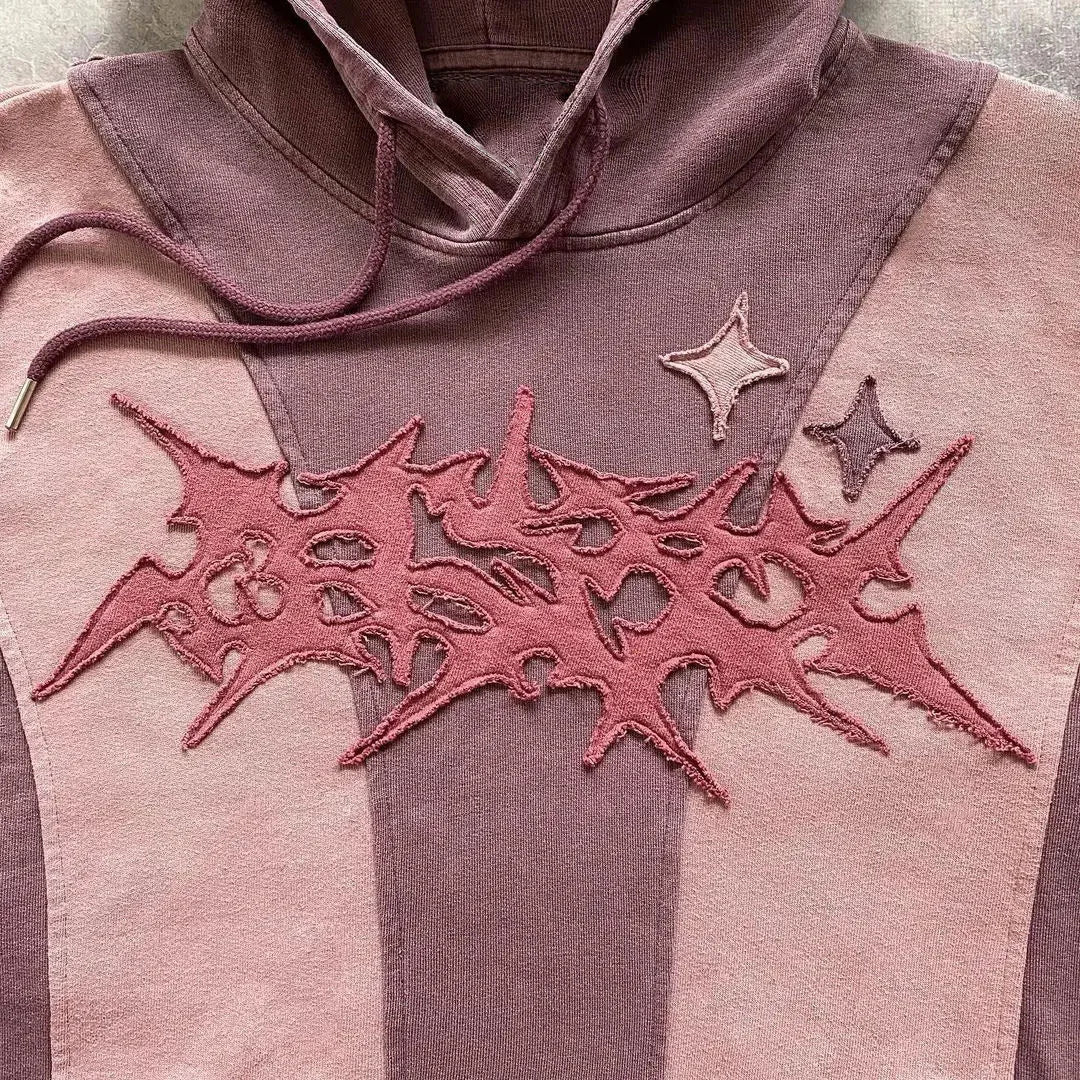Urban Collage Patchwork Embroidered Hoodie