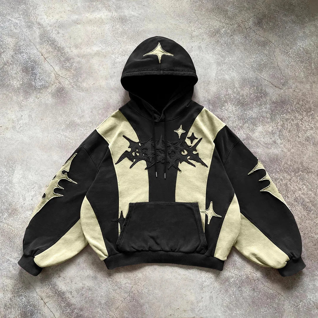 Urban Collage Patchwork Embroidered Hoodie