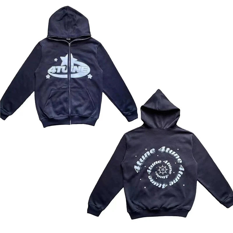 Retro Star Letter Oversized Hoodie