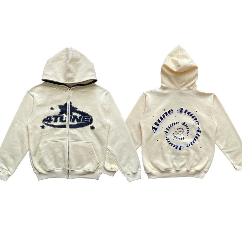 Retro Star Letter Oversized Hoodie