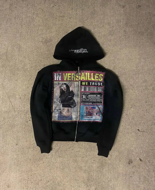 Retro Gothic Print Hoodie